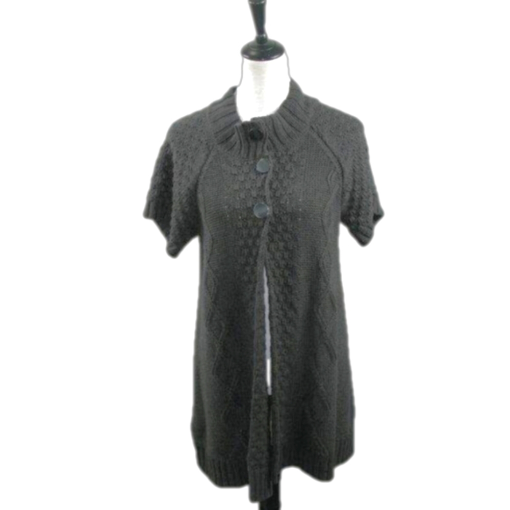 Mac & Jac Dark Gray Short Sleeve Cardigan Sweater Size Large